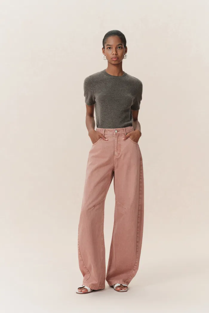 Adeline Knee Seams Dusty Pink Jeans in Lyocell Denim - Image 2
