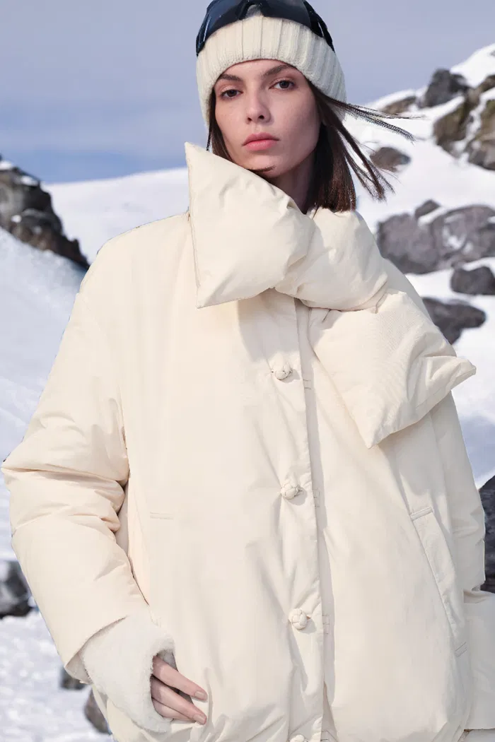 Adrija Water-Repellent Convertible Duck Down Puffer Coat in Lightweight High Density Fabric - Image 3