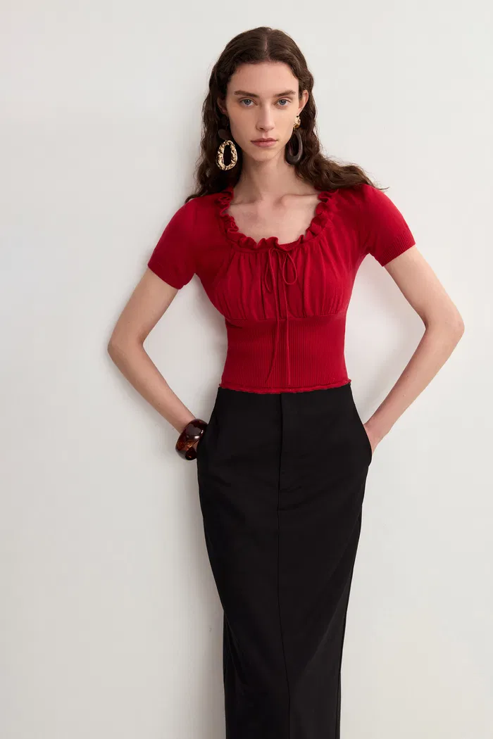 Aikena Crocheted Top in Cotton Knit - Image 8