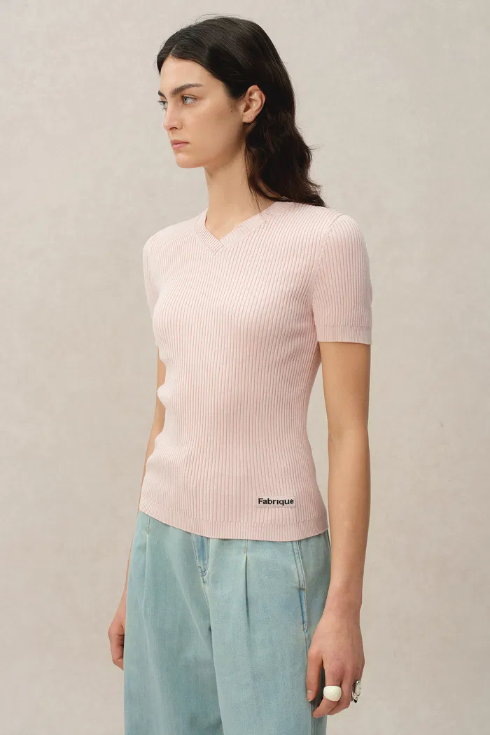 Alexa V Neck Short Sleeve Sweater - Image 6