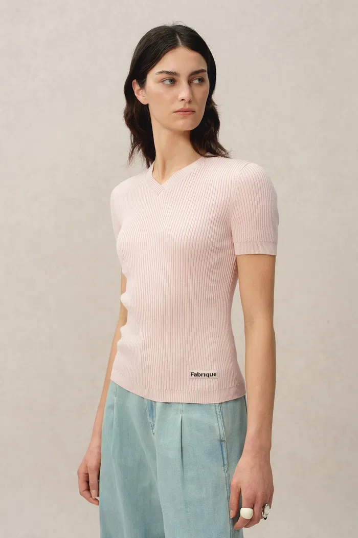 Alexa V Neck Short Sleeve Sweater - Image 7