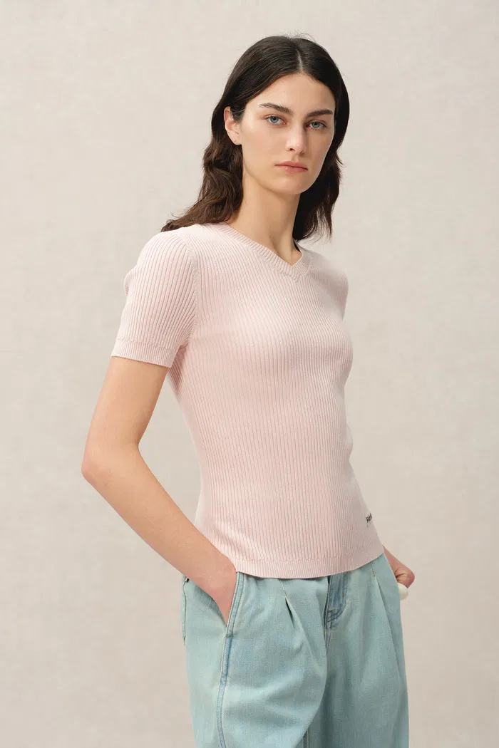 Alexa V Neck Short Sleeve Sweater - Image 8