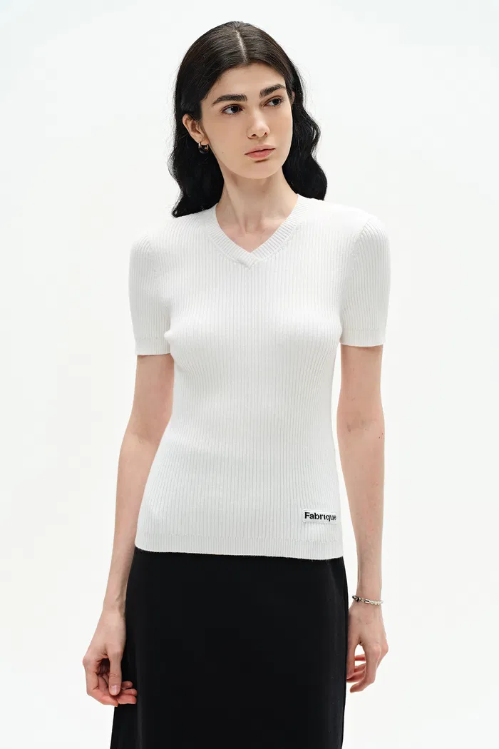Alexa V Neck Short Sleeve Sweater - Image 8