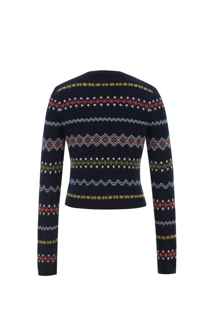 Alice Fair Isle Cardigan in Merino Wool Knit - Image 11
