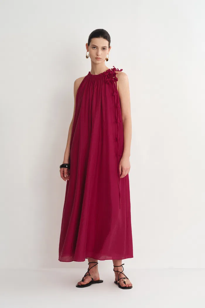 Alice Hand Woven Flora Sleeveless Dress in Acetate-Linen Blend - Image 3