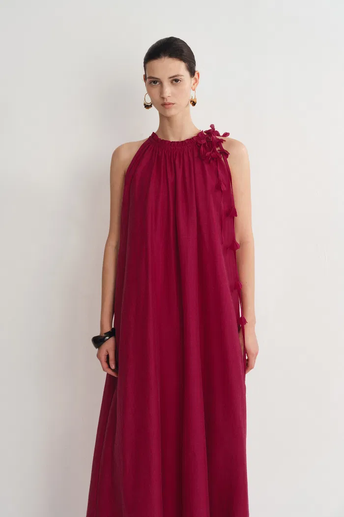 Alice Hand Woven Flora Sleeveless Dress in Acetate-Linen Blend - Image 5