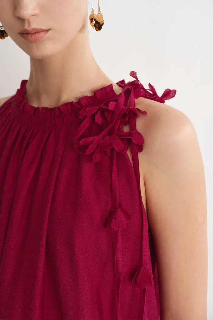 Alice Hand Woven Flora Sleeveless Dress in Acetate-Linen Blend - Image 7