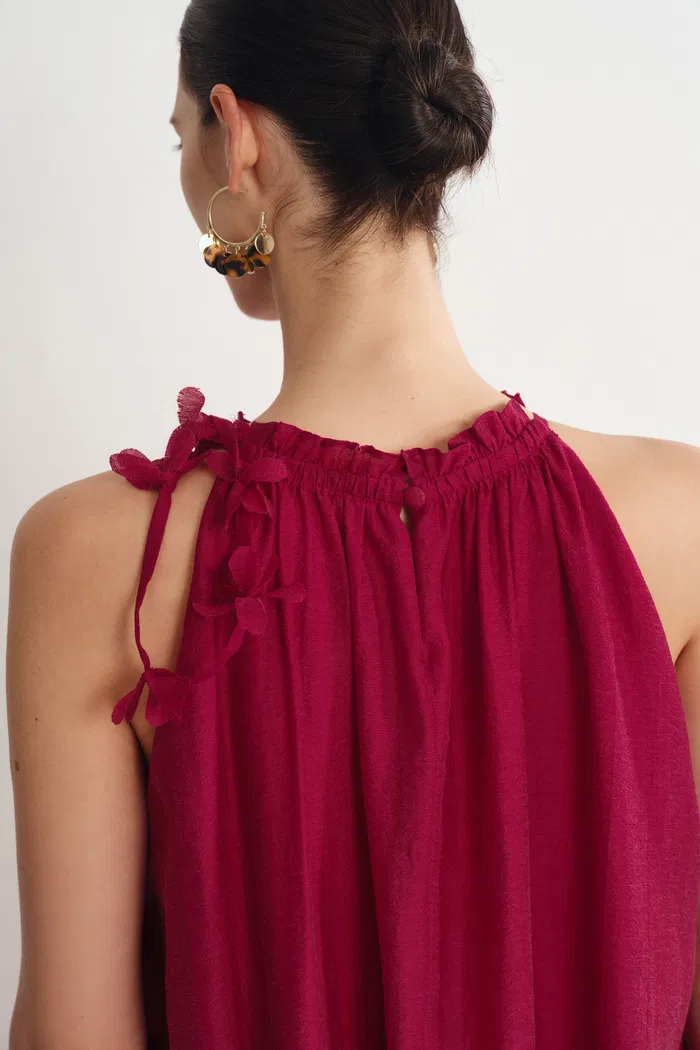 Alice Hand Woven Flora Sleeveless Dress in Acetate-Linen Blend - Image 8
