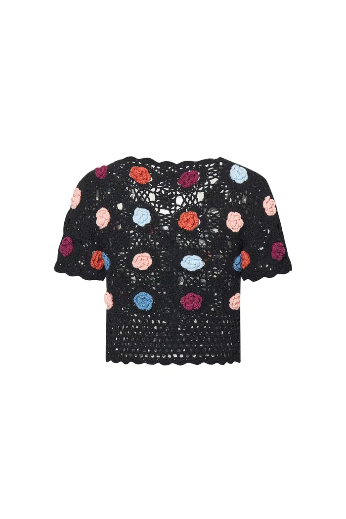Alice Handcrafted Flora Crochet Top in Cotton Knit - Image 11