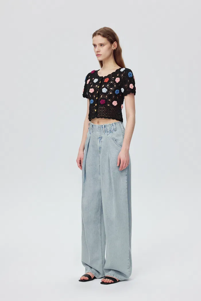 Alice Handcrafted Flora Crochet Top in Cotton Knit - Image 3