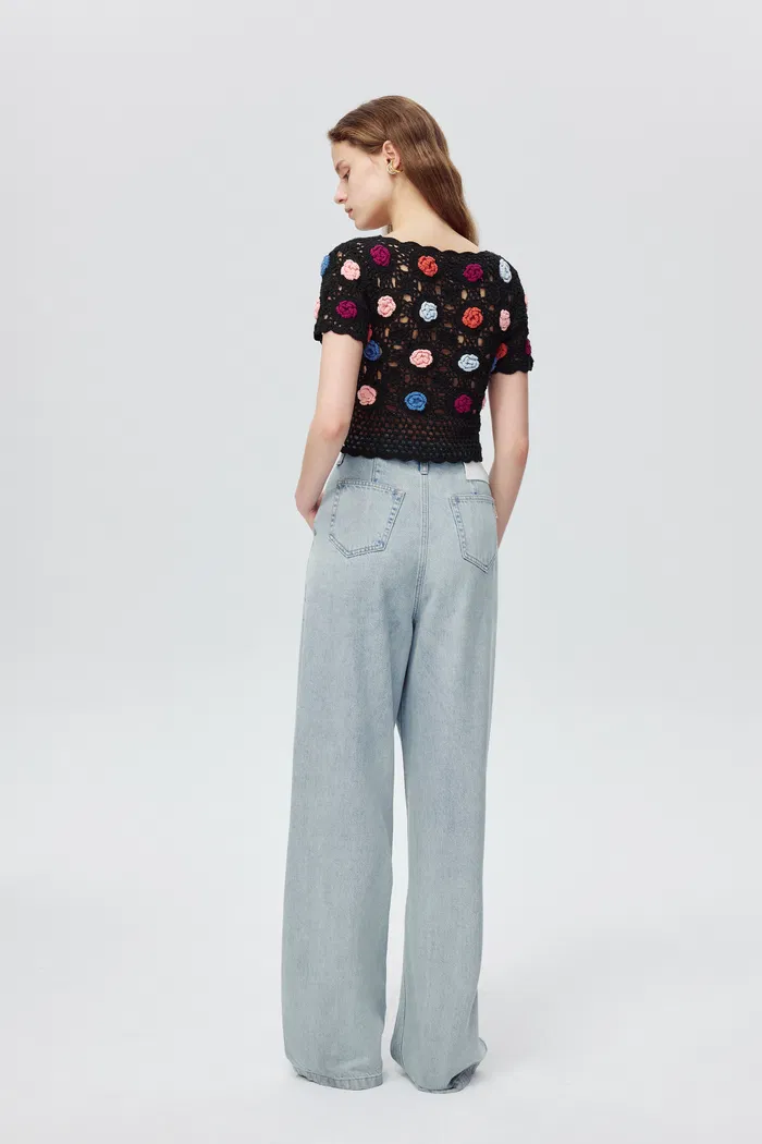 Alice Handcrafted Flora Crochet Top in Cotton Knit - Image 4