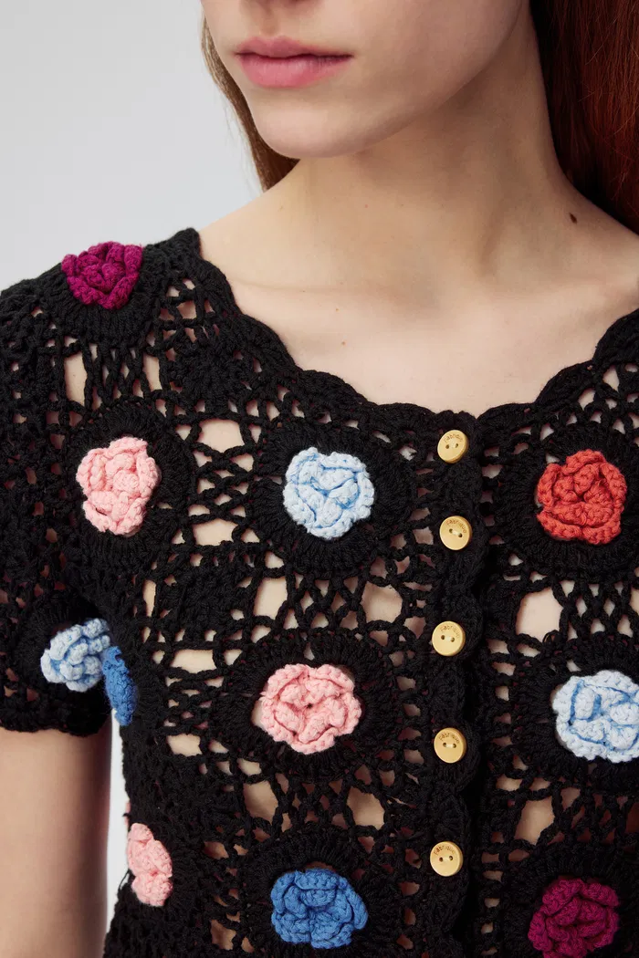 Alice Handcrafted Flora Crochet Top in Cotton Knit - Image 7