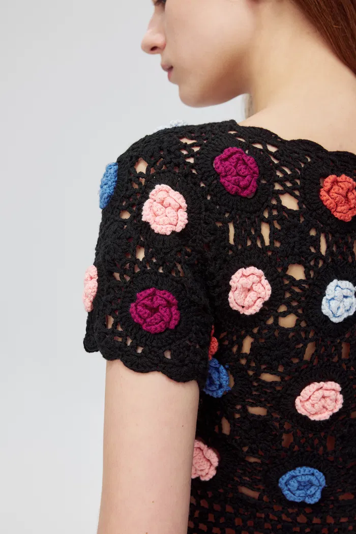 Alice Handcrafted Flora Crochet Top in Cotton Knit - Image 8
