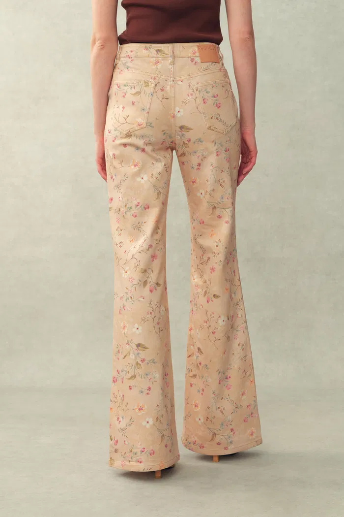 Alma Floral Flare Jeans in Micro Stretch Denim - Image 3