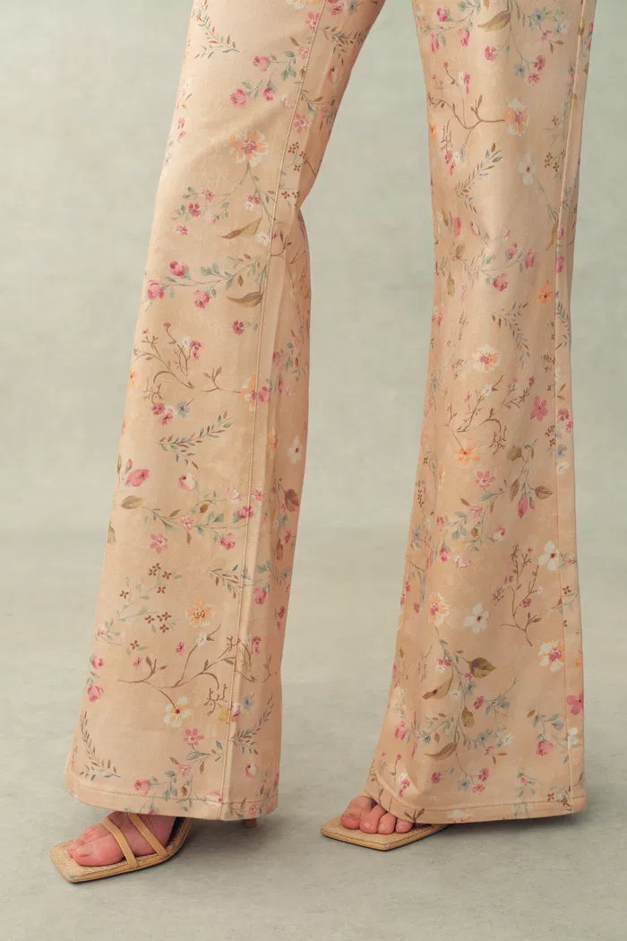 Alma Floral Flare Jeans in Micro Stretch Denim - Image 4