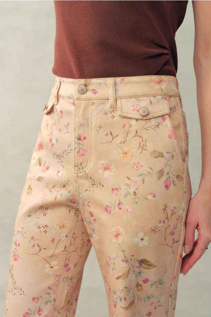 Alma Floral Flare Jeans in Micro Stretch Denim - Image 5
