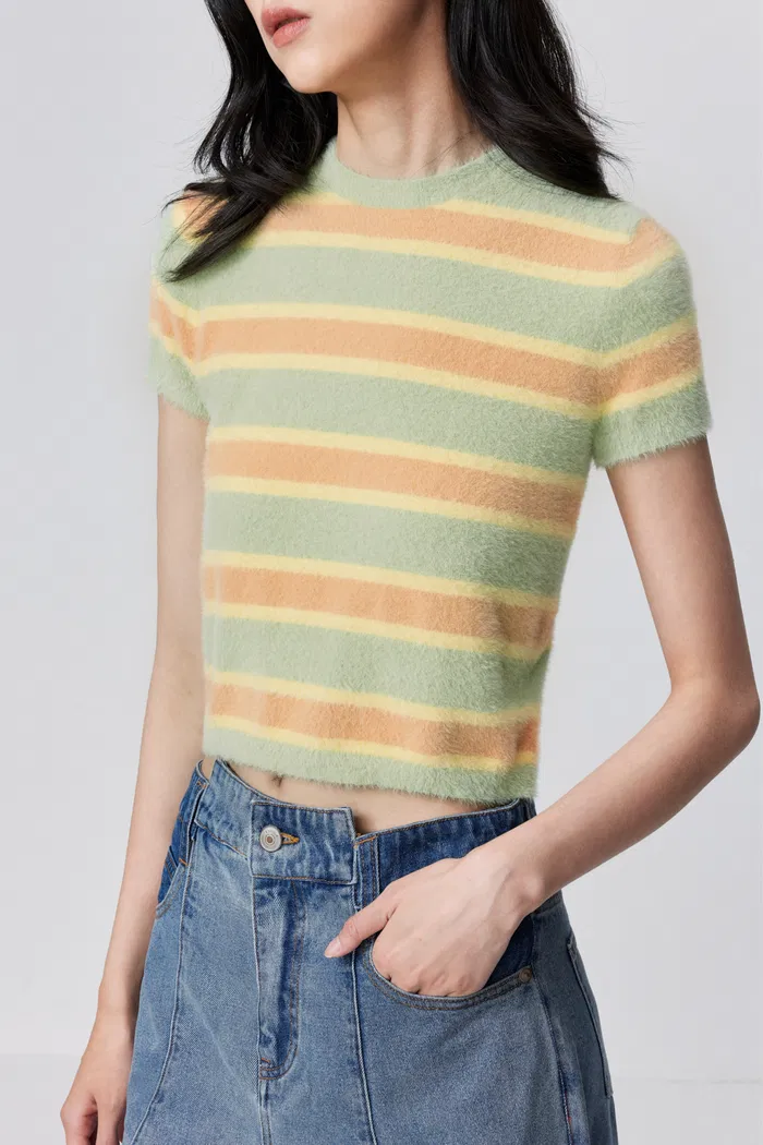 Amber Striped Short Knit Top - Image 2