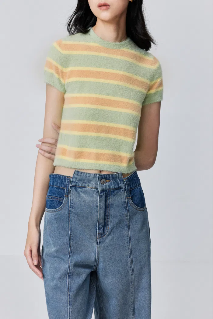 Amber Striped Short Knit Top - Image 5