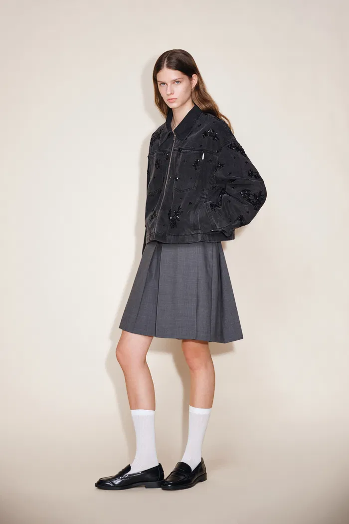 Amber Zipper Denim Jacket in Embellished Denim - Image 4