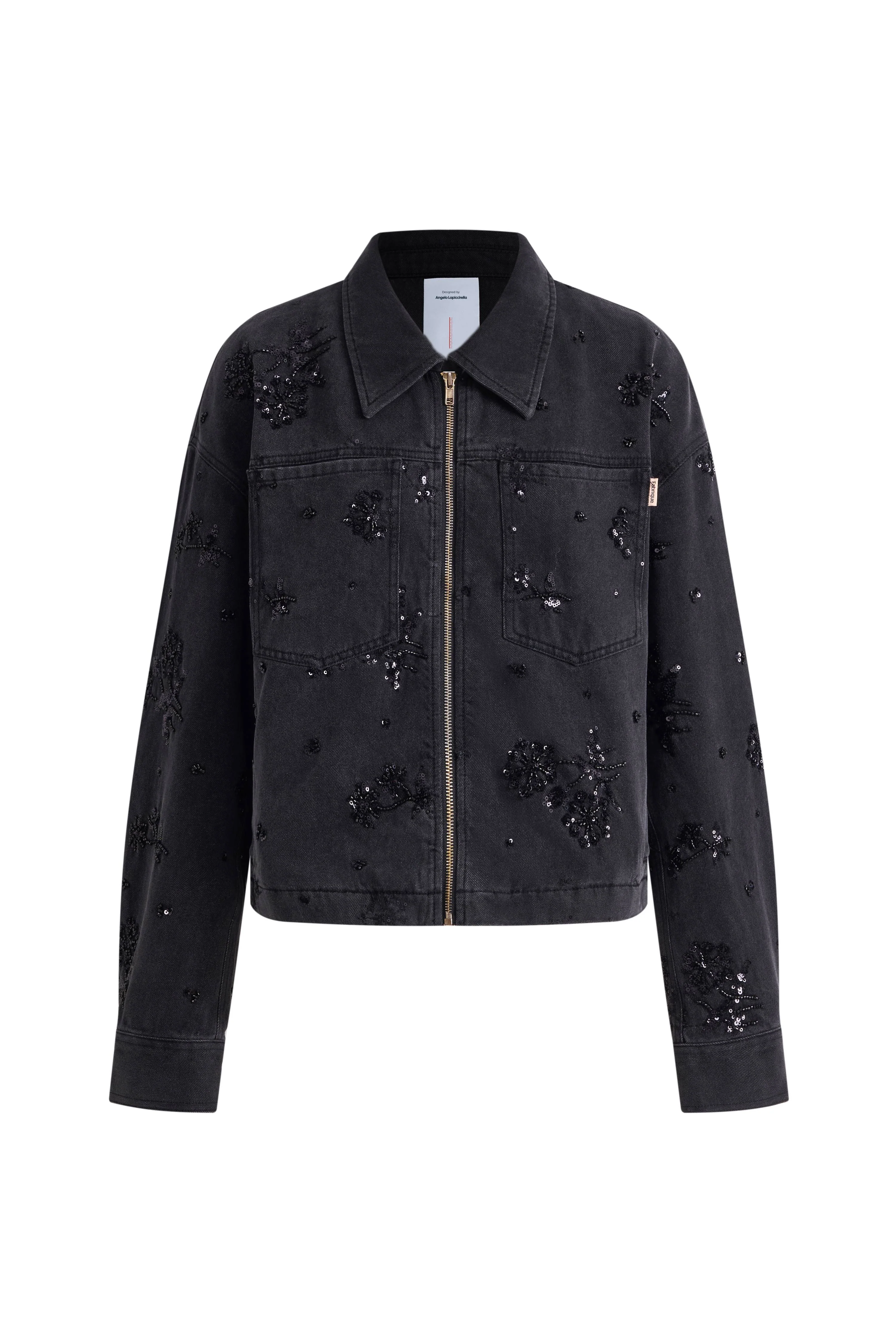Amber Zipper Denim Jacket in Embellished Denim - Image 6