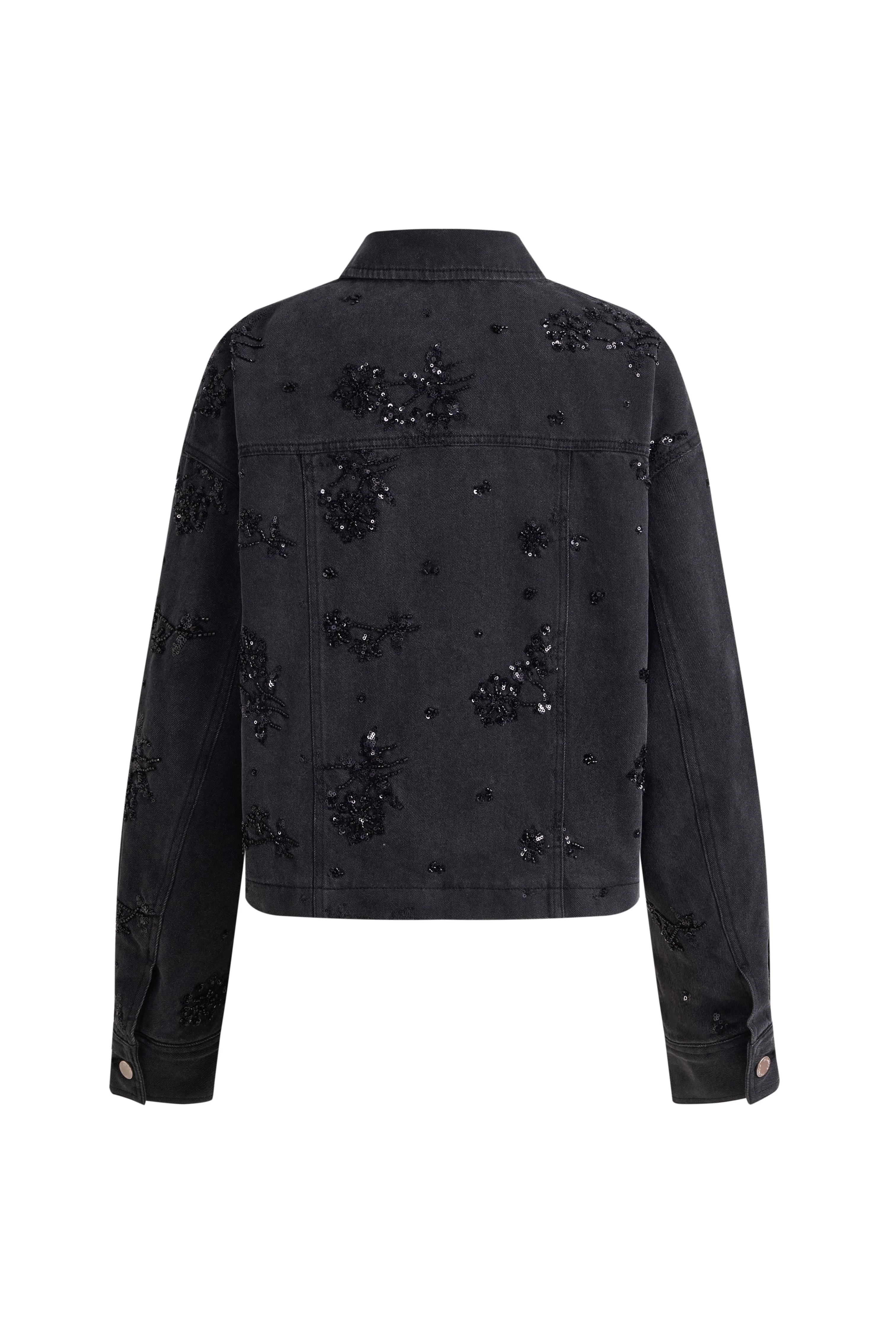 Amber Zipper Denim Jacket in Embellished Denim - Image 7