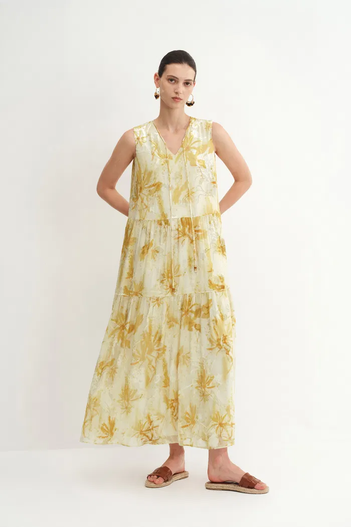 Amelia Sleeveless Maxi Dress in Burnout Silk Georgette - Image 2