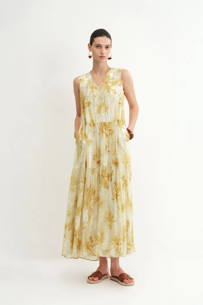 Amelia Sleeveless Maxi Dress in Burnout Silk Georgette - Image 4