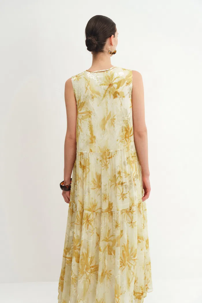 Amelia Sleeveless Maxi Dress in Burnout Silk Georgette - Image 6