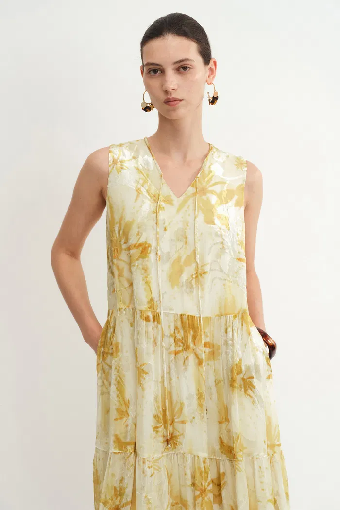 Amelia Sleeveless Maxi Dress in Burnout Silk Georgette - Image 7