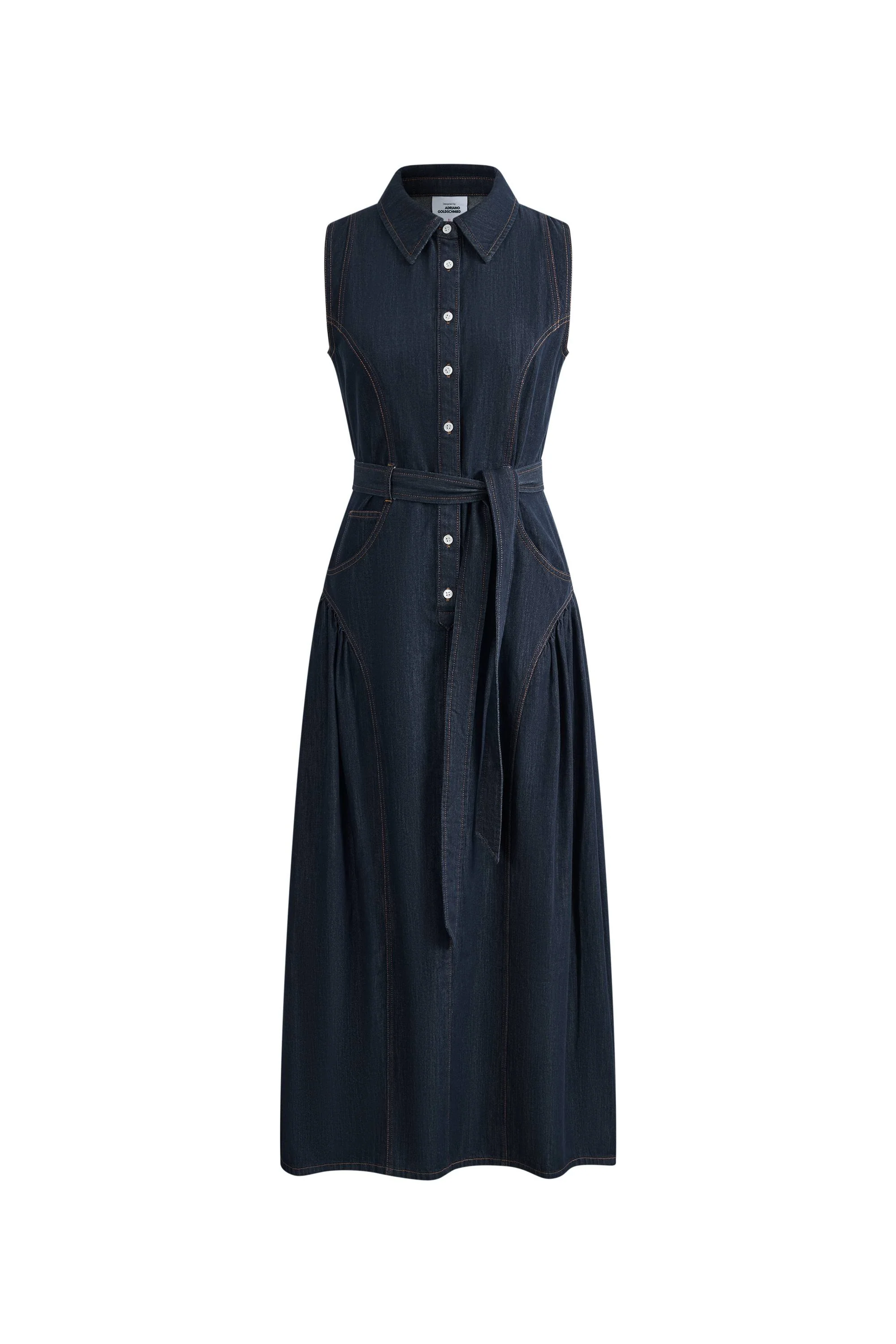 Anais Denim Sleeveless Dress in Cotton Denim - Image 8