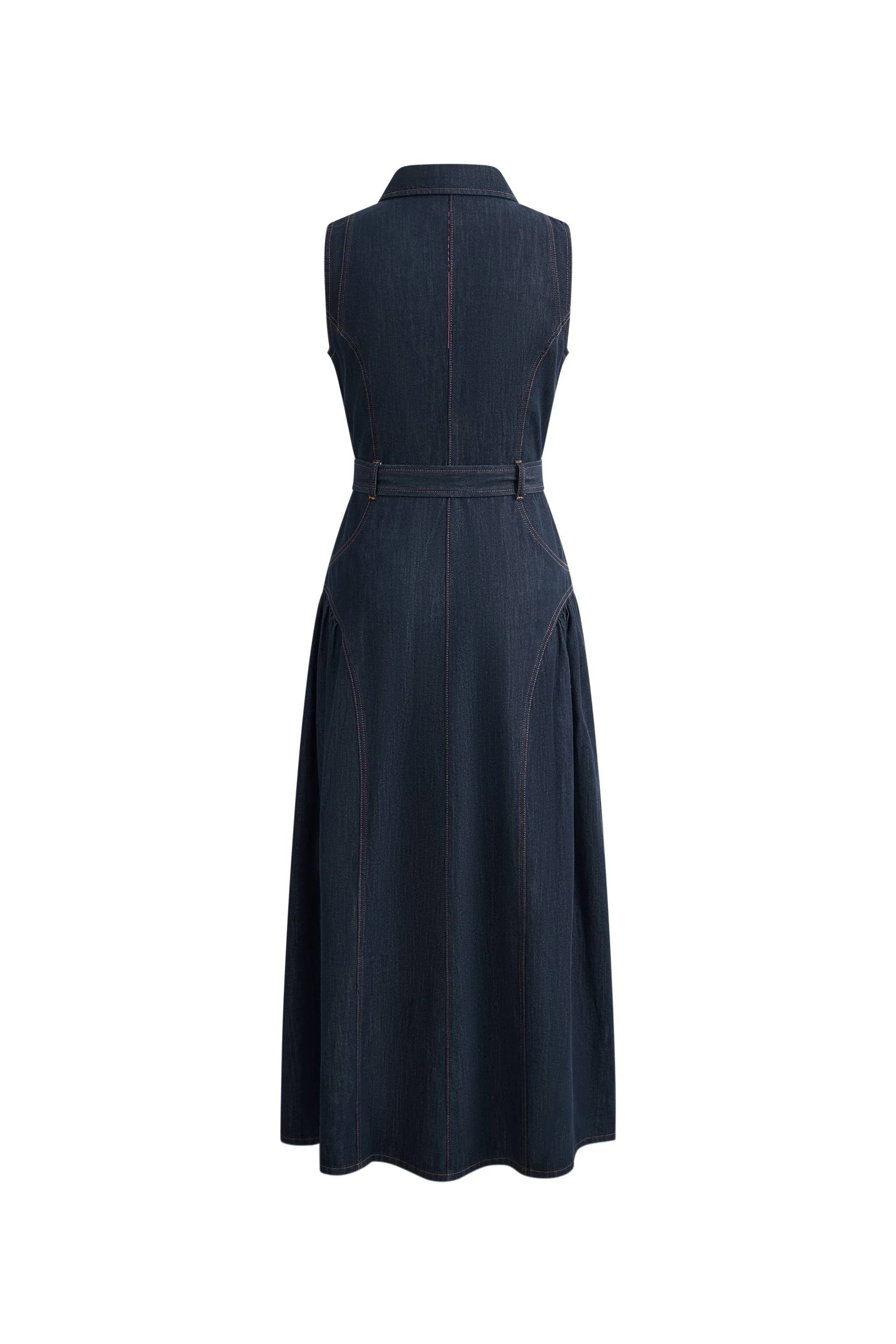 Anais Denim Sleeveless Dress in Cotton Denim - Image 9