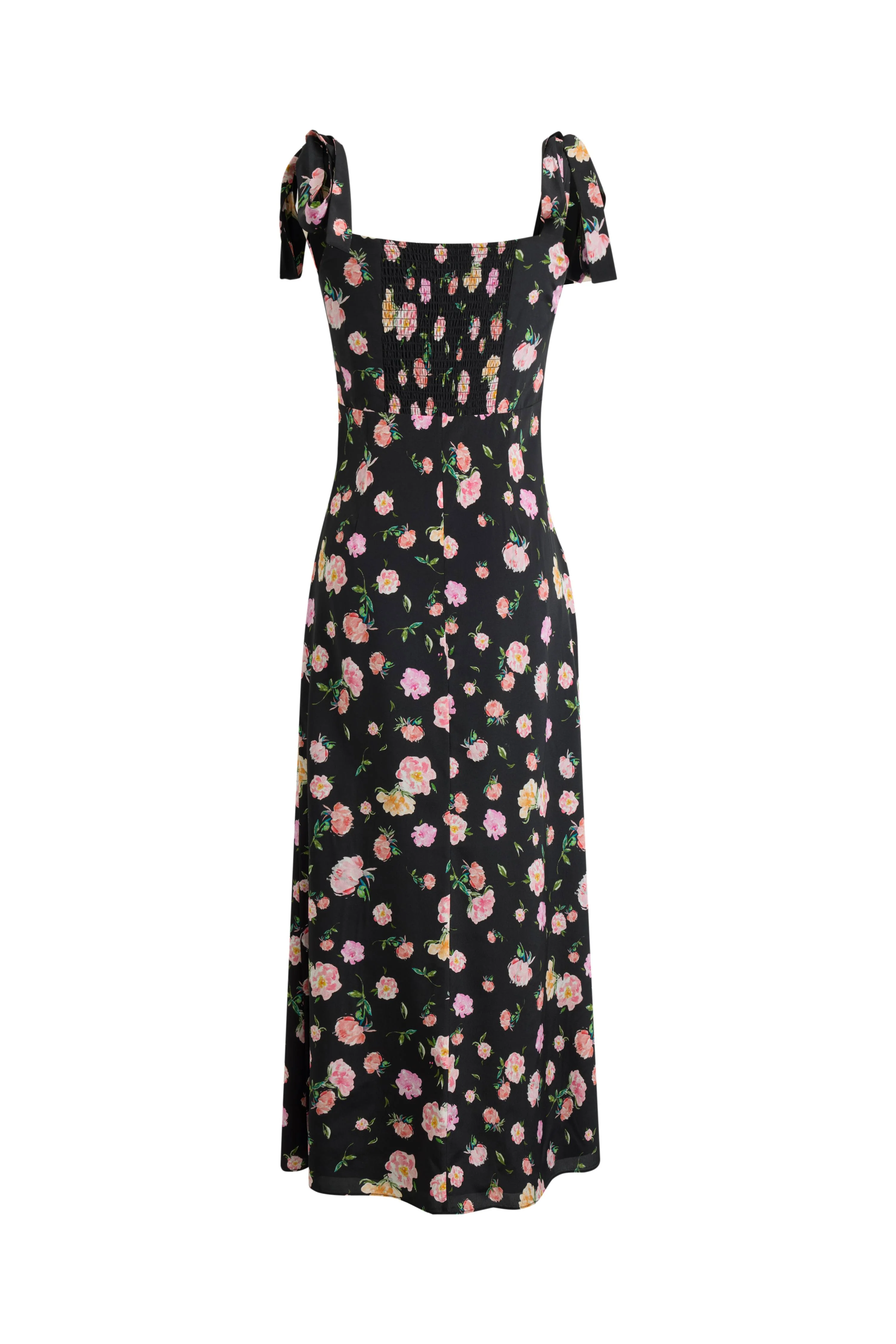 Anais Tie Strap Peony Hand Painted Floral Dress in Stretch Silk Crepe de Chine - Image 7