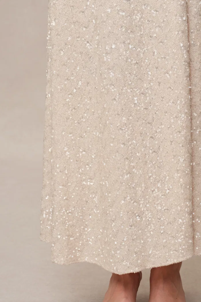 Anita Handcrafted Embellishment Slit Slip Dress in Crystal Sequin Lace - Image 8