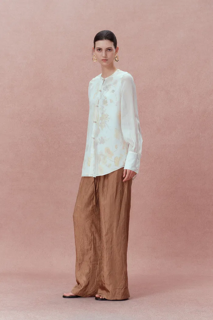 Aniyah Hand Painted Poppies Blouse in Double-Layer Silk - Image 3