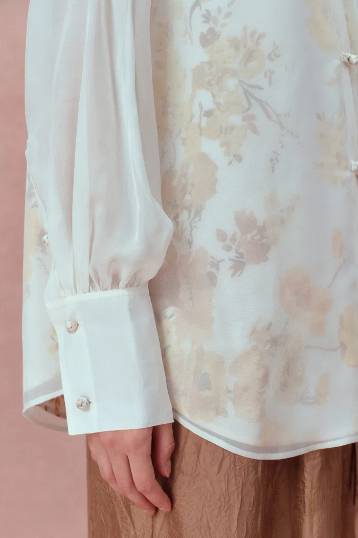 Aniyah Hand Painted Poppies Blouse in Double-Layer Silk - Image 8