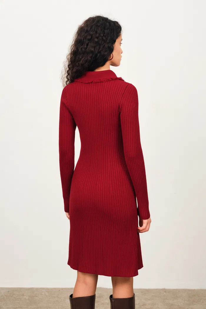 Anja Long Sleeve Dress in Merino Wool Knit - Image 2