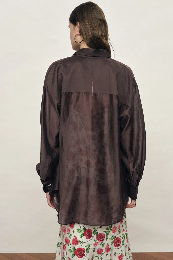 Anja Loose Fit Shirt in Lustrous Organza Silk - Image 3