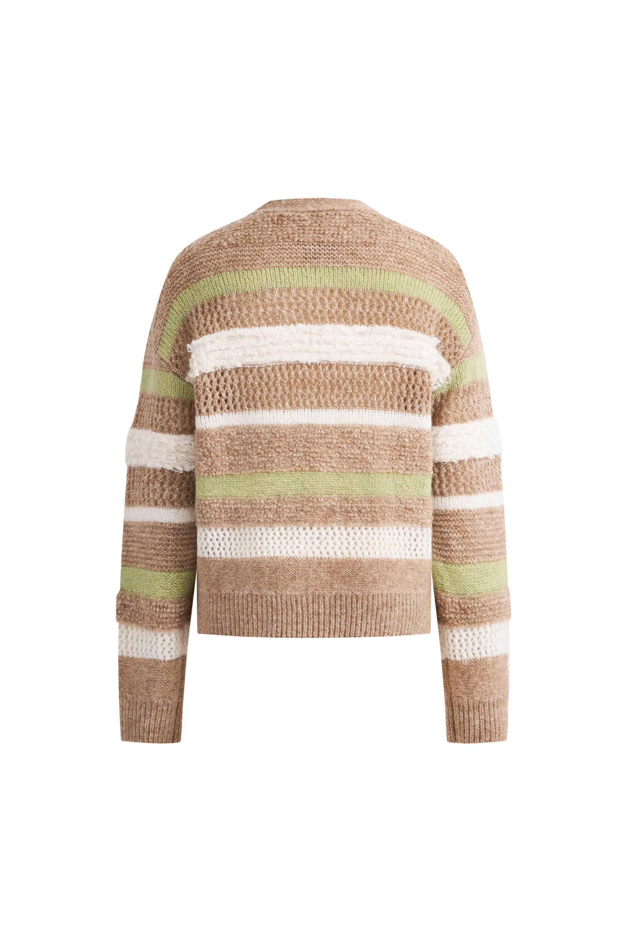 Anja Multi-Texture Striped Cardigan in Merino Mohair Wool Knit - Image 7