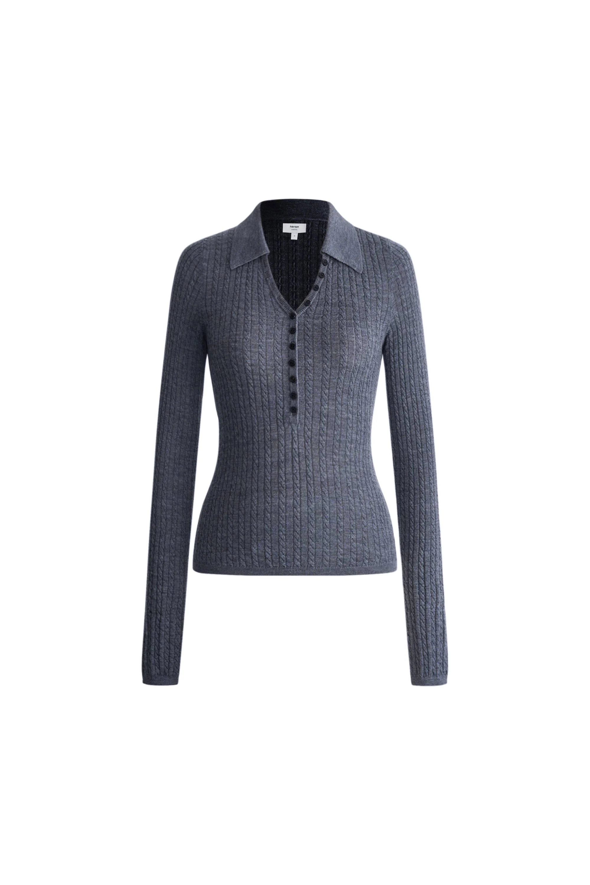 Anna Henley Long Sleeve Top in Merino Wool Knit - Image 8