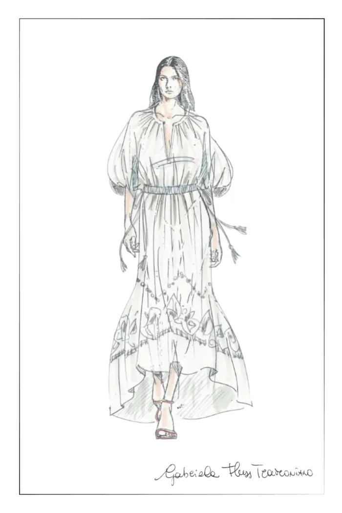 Antonia Embroidered Robe Dress in Linen Blend - Image 10