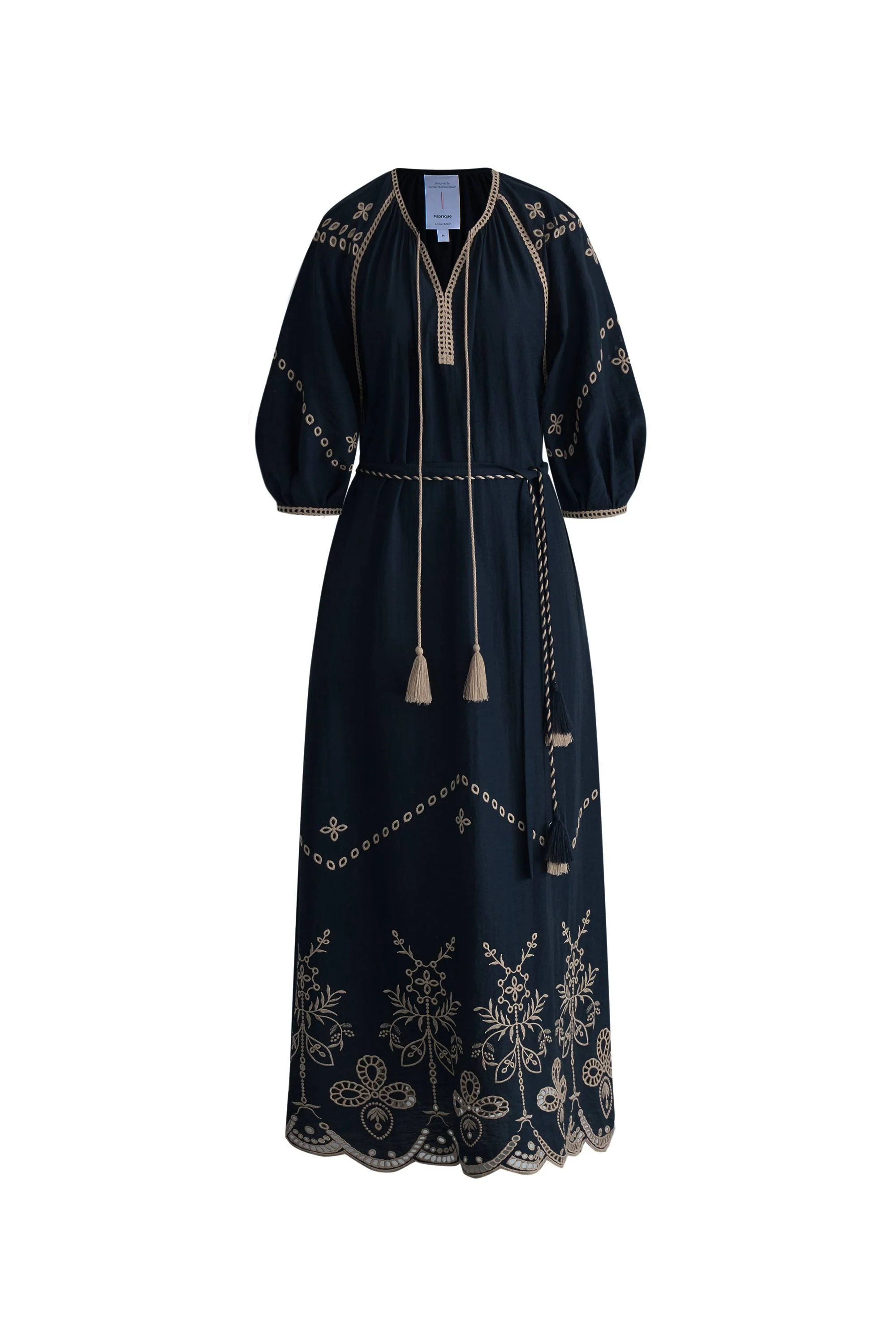Antonia Embroidered Robe Dress in Linen Blend - Image 11