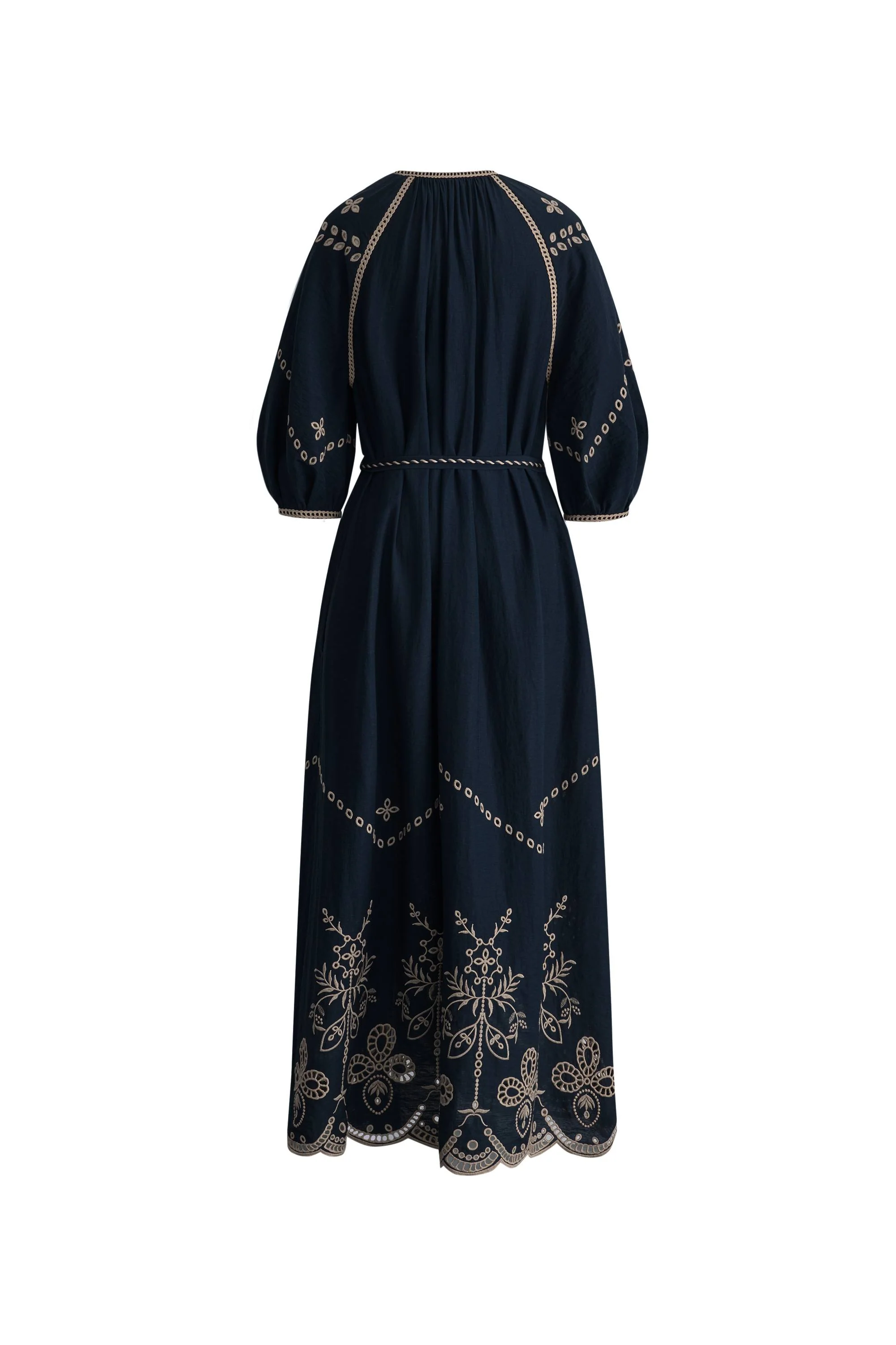Antonia Embroidered Robe Dress in Linen Blend - Image 12