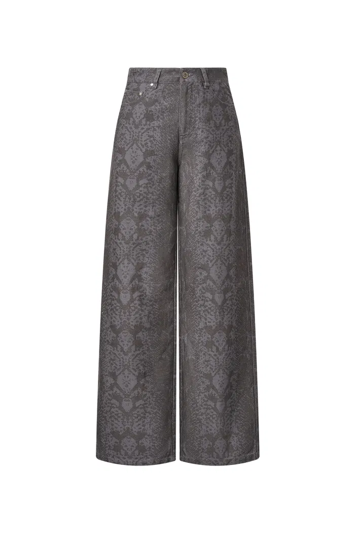 Antonia Snake Scale Printed Jeans in Washed Cotton Denim - Image 11