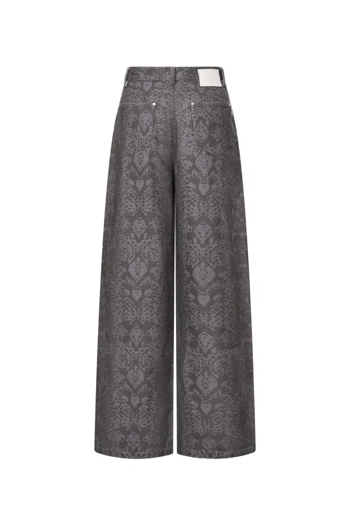 Antonia Snake Scale Printed Jeans in Washed Cotton Denim - Image 12