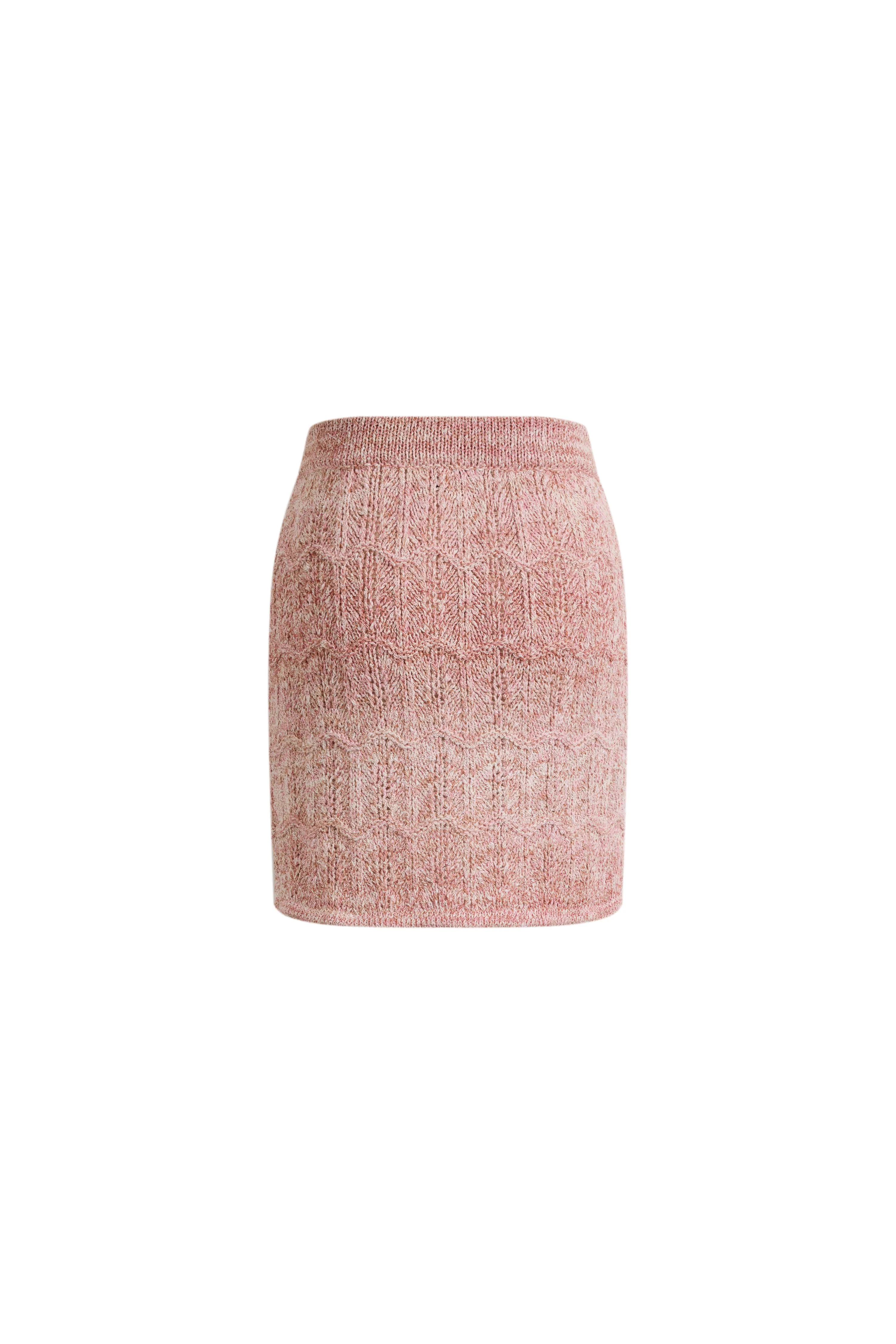 April Wave-Pattern Short Skirt in Cotton Blend Fancy Yarn Knit - Image 7