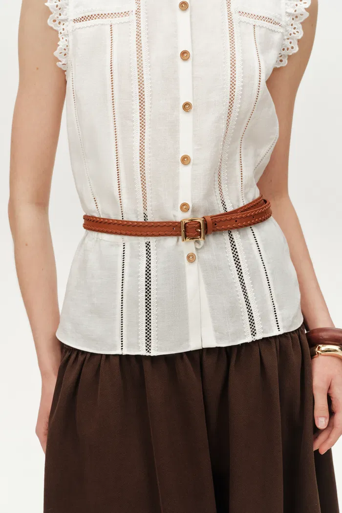 Arc Braided Leather Belt in Vegetable-Tanned Leather - Image 4