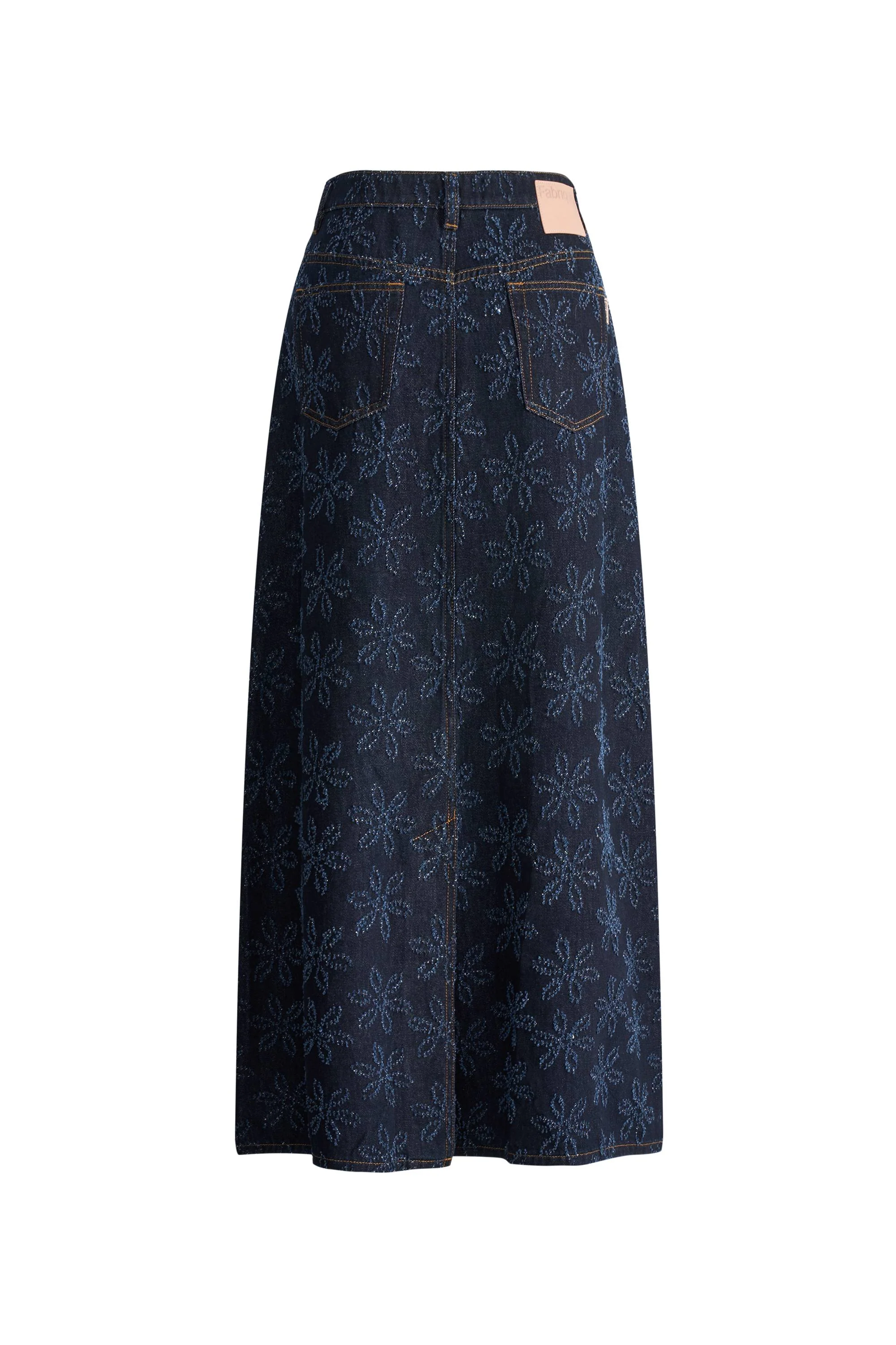 Ari Flora Maxi Skirt in Cotton Jacquard Denim - Image 8