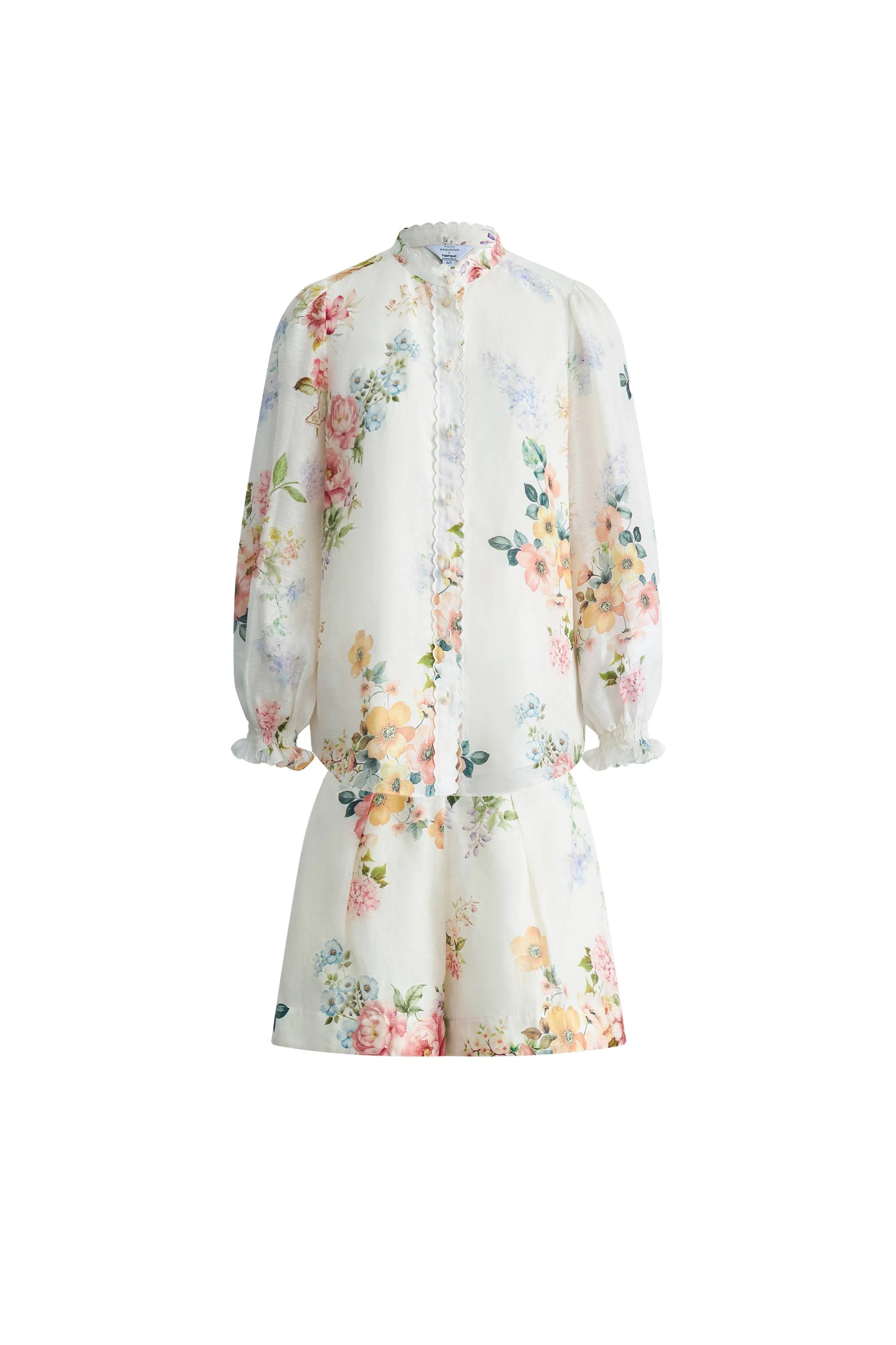 Ariel Flora Blouse and Short Matching Set in Silk-Linen Blend - Image 11