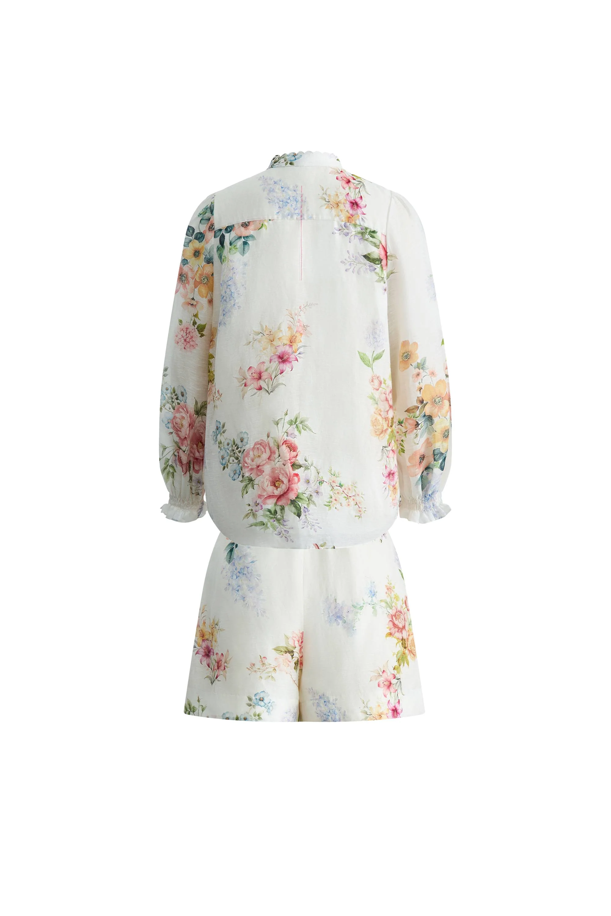 Ariel Flora Blouse and Short Matching Set in Silk-Linen Blend - Image 12