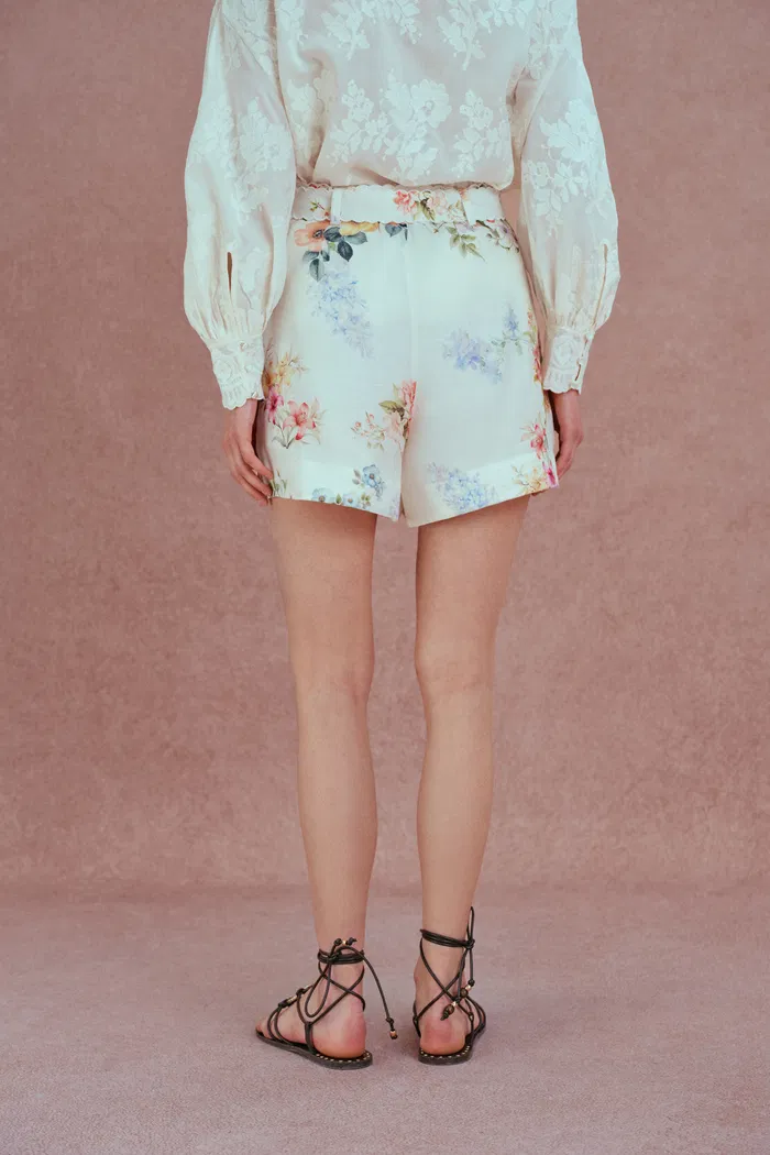 Ariel Flora Blouse and Short Matching Set in Silk-Linen Blend - Image 7